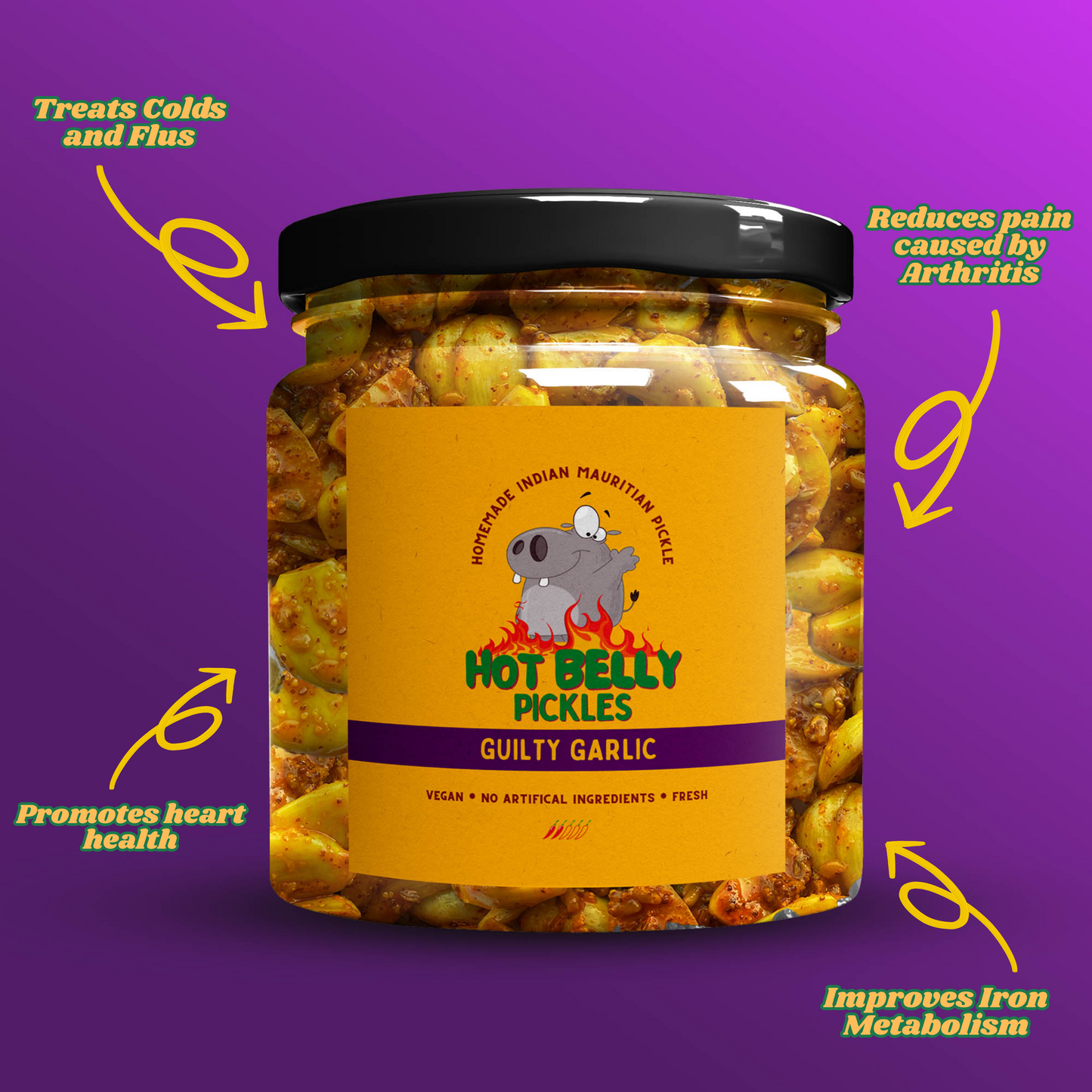 Artisanal gourmet spicy pickle in GUILTY GARLIC