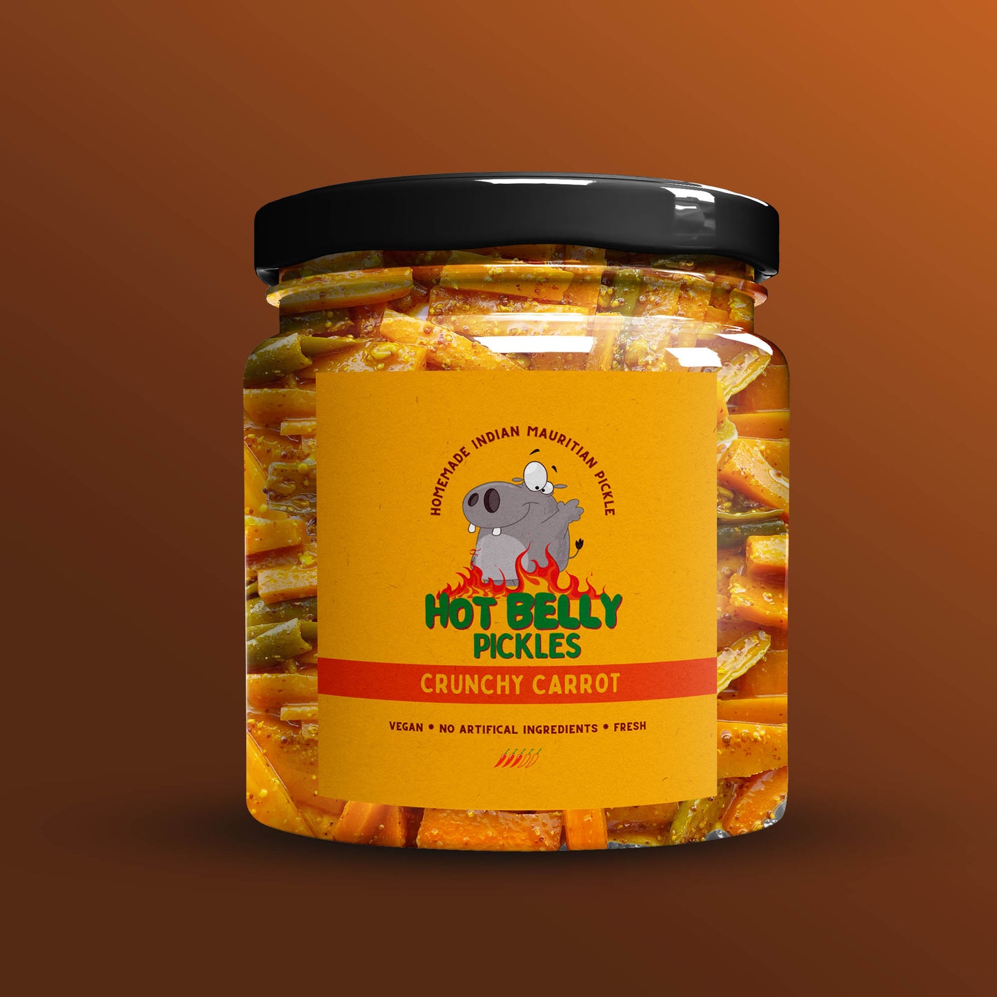 Crunchy carrot pickle with green chilli and bold flavor