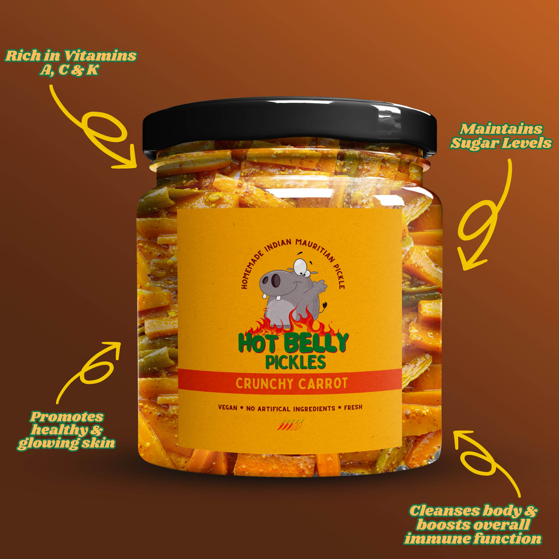Artisanal gourmet spicy pickle in CRUNCHY CARROT