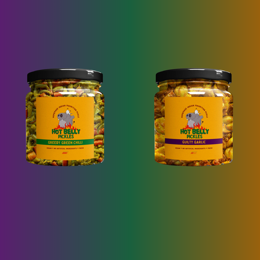 Gourmet pickle gift set with garlic and green chilli jars
